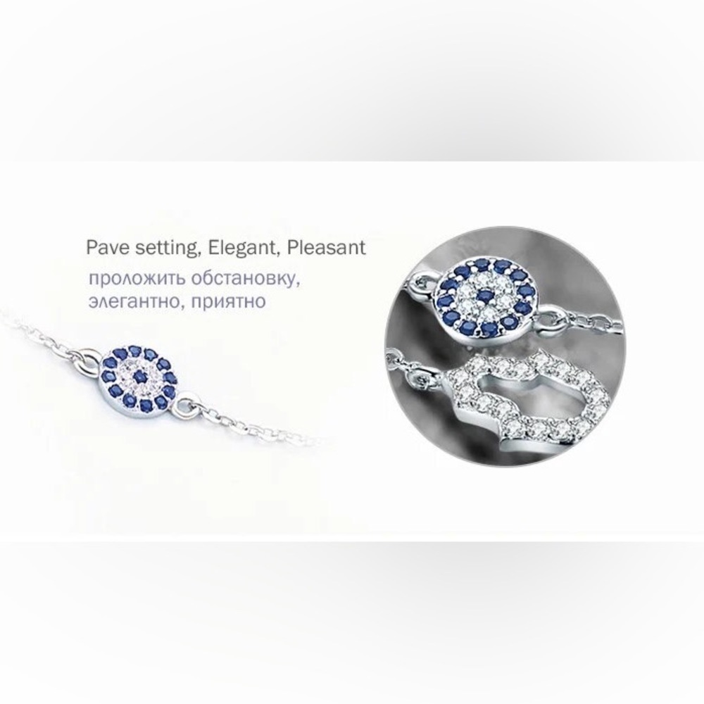 Evil Eye 925 Sterling Silver Bracelet Dainty Pendant Gift Anniversary Birthday - Picture 6 of 9